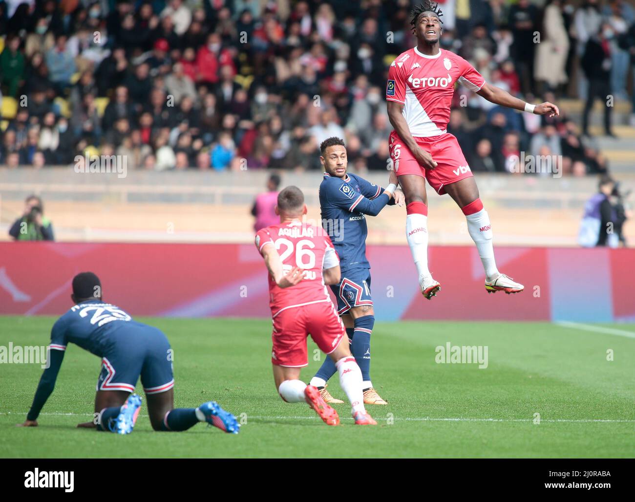 Während der französischen Meisterschaft Ligue 1 Fußballspiel zwischen AS Monaco und Paris Saint-Germain am 20. März 2022 im Louis II Stadion in Monaco Stockfoto