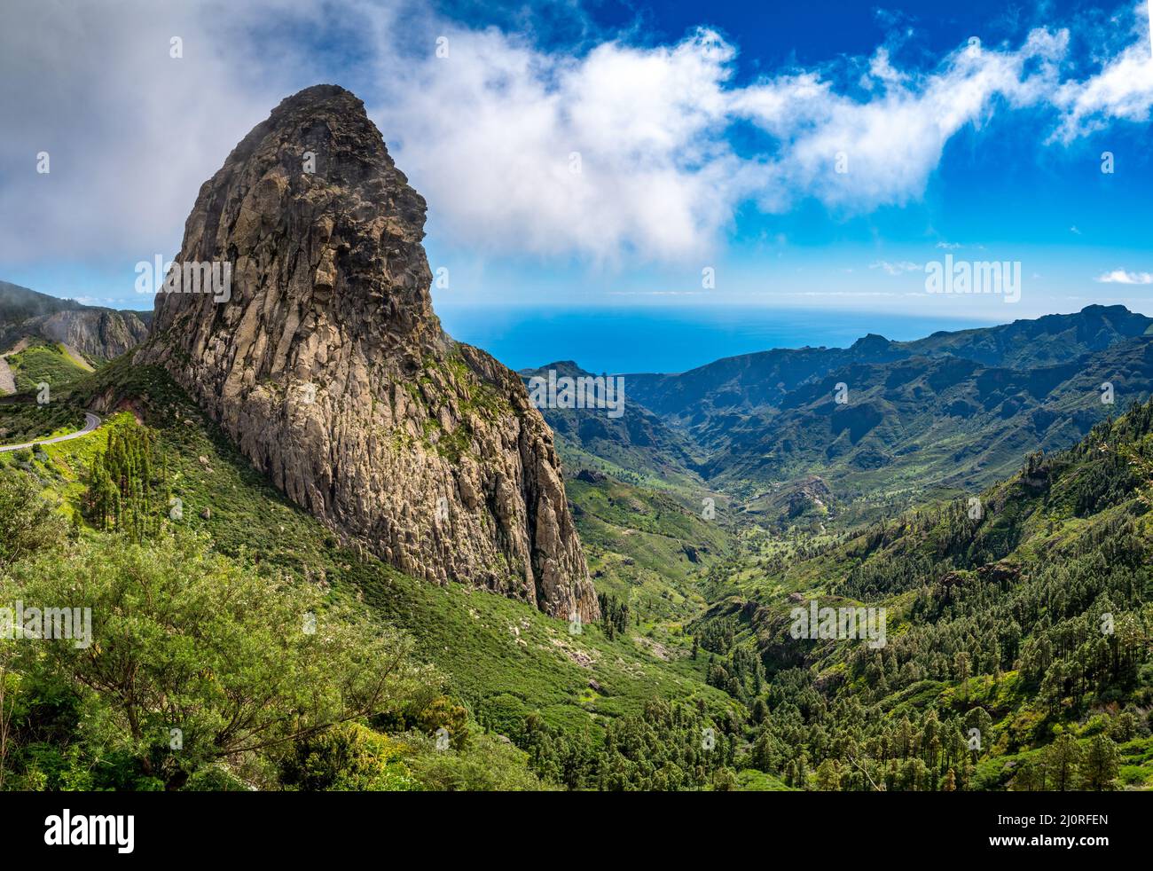 Agando Berg (Roque Agando) der berühmteste Berg auf der Kanarischen Insel La Gomera Stockfoto