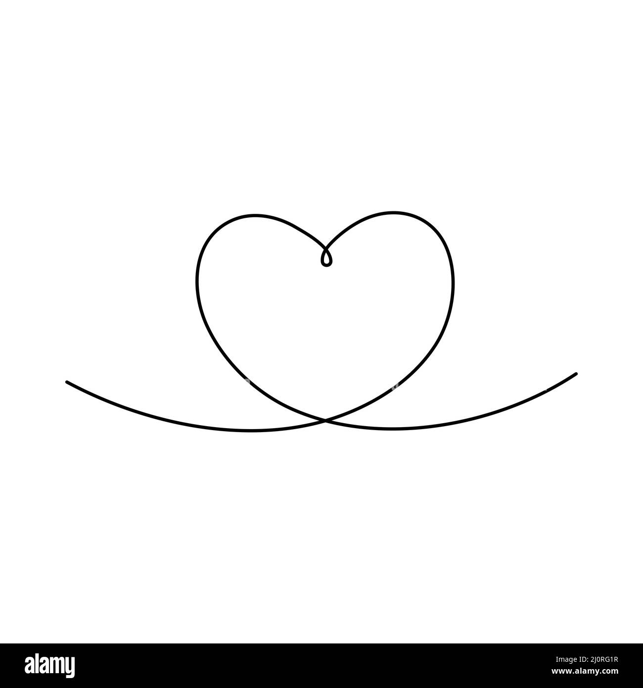 Symbol für kontinuierliche Herzlinie. Liebe Umriss Symbol. Vektor auf