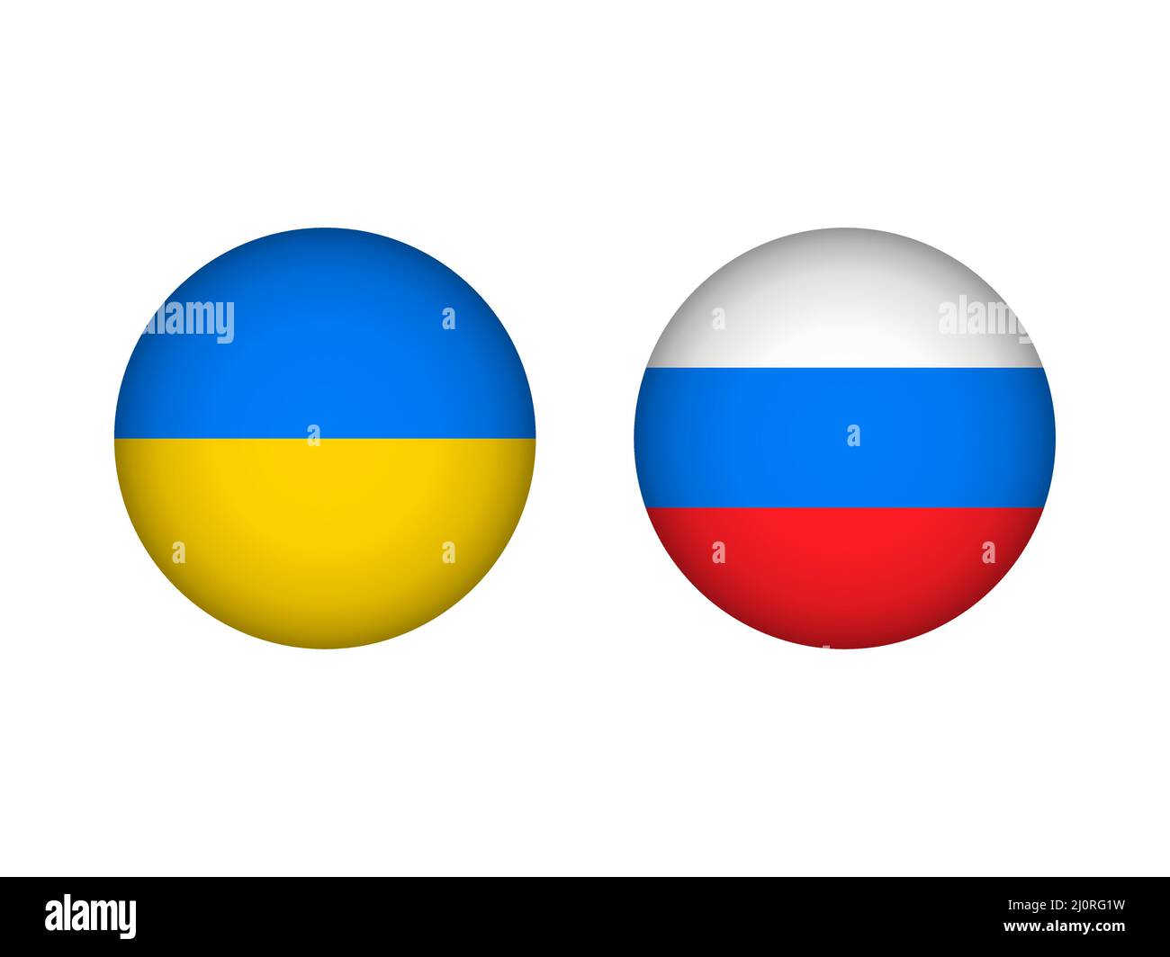 Ukrainische und russische Flaggen. Ukraine gegen Russland. Beenden Sie Den Krieg. Stock Vektor