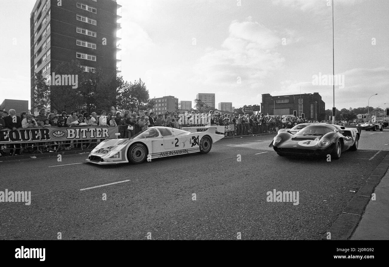 Autorennen im Zentrum von Birmingham. 14.. Oktober 1984. Stockfoto