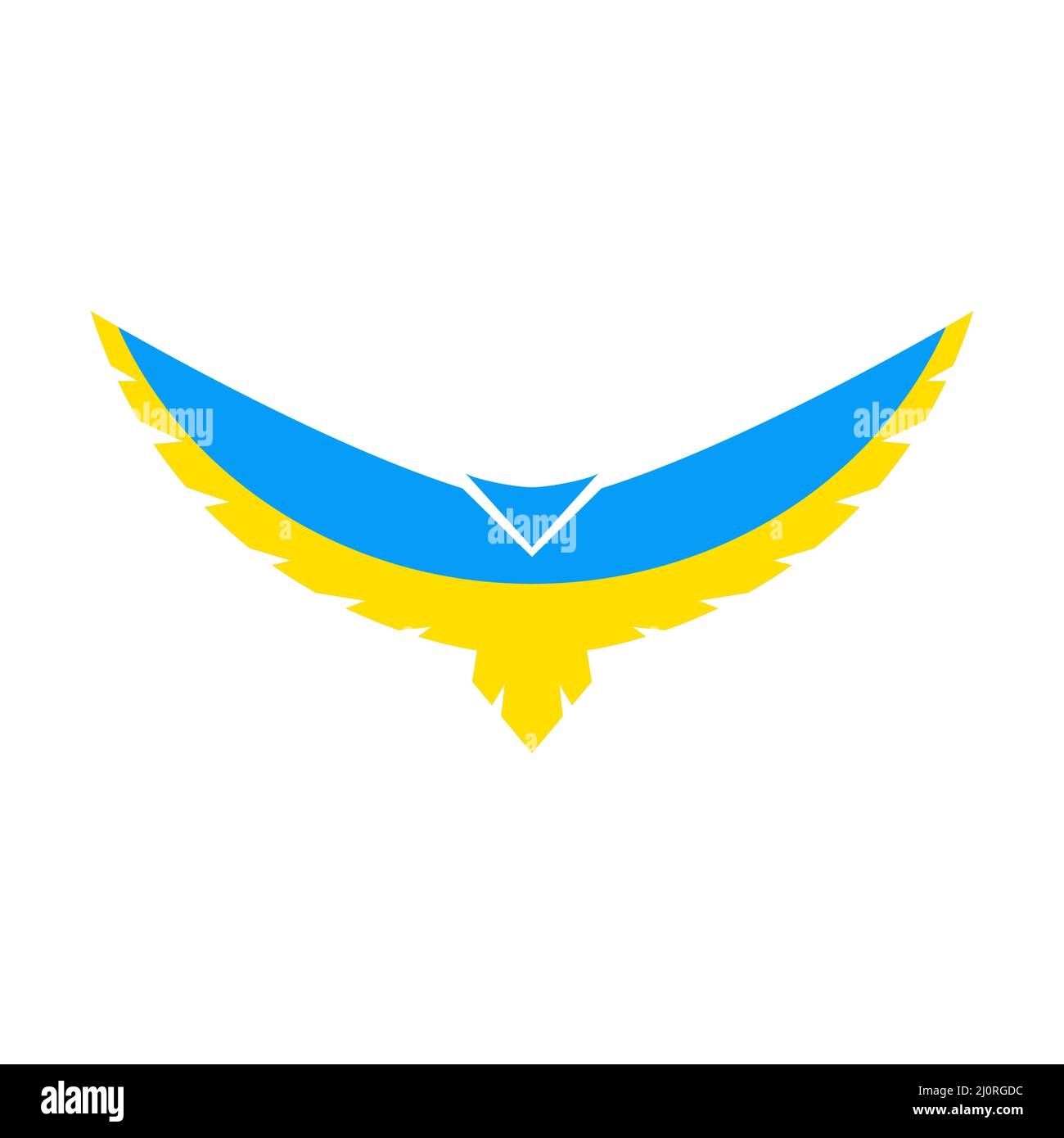 Fliegender Vogel des Friedens. Vogel in ukrainischen Flaggen Farben Stock Vektor