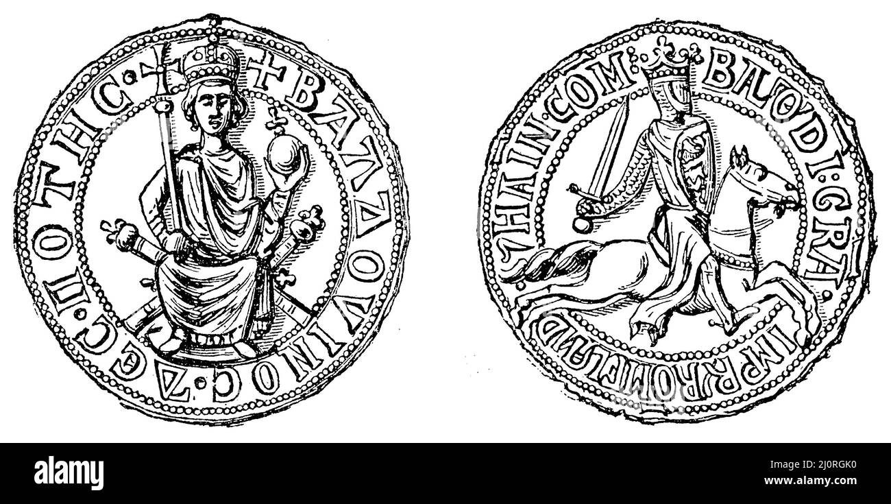 Goldene Bulle von Balduin I., der erste lateinische Kaiser. Laut