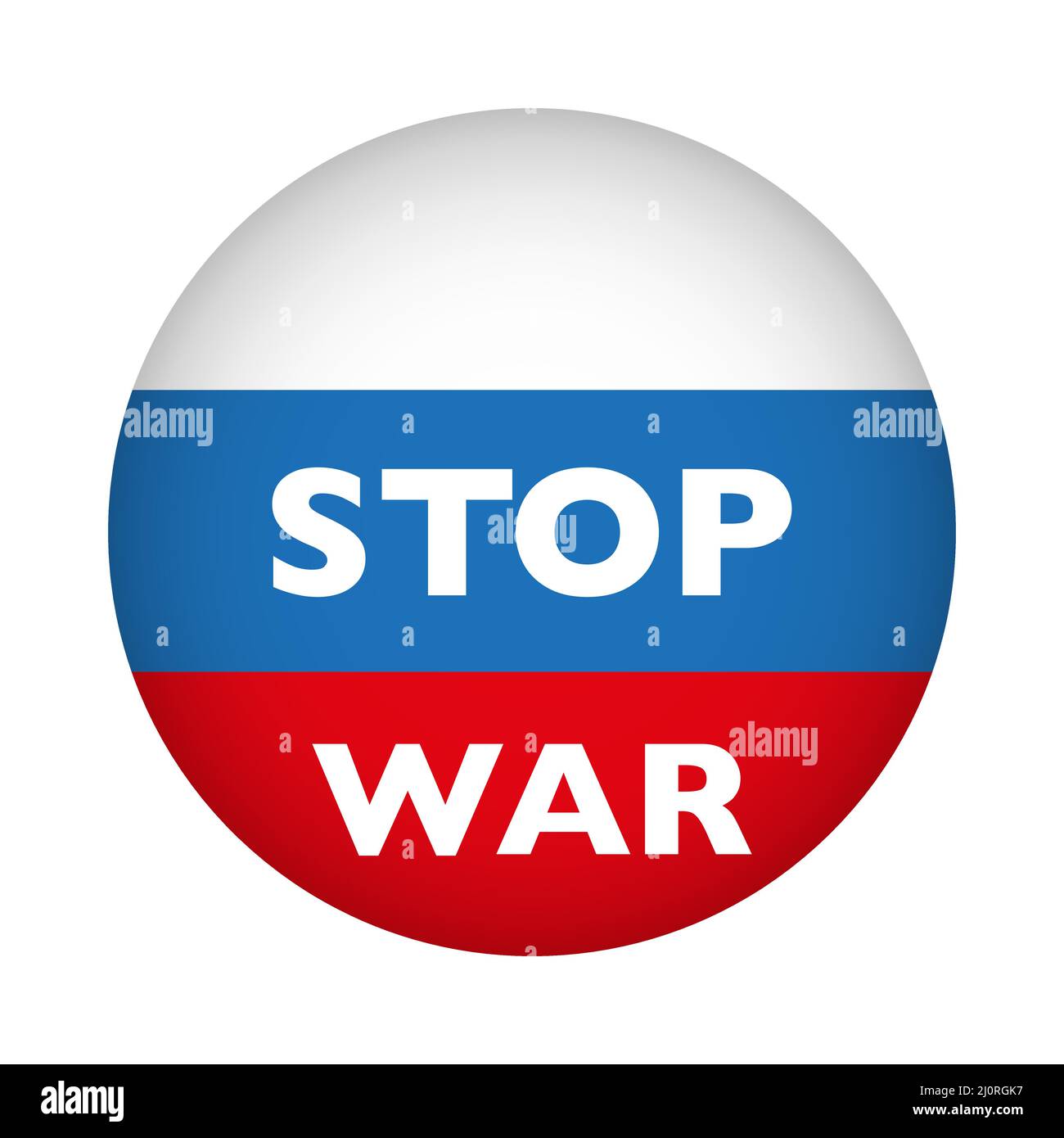 Russische Flagge. „Krieg stoppen“-Symbol. Vektorgrafik isoliert auf Weiß. Stock Vektor
