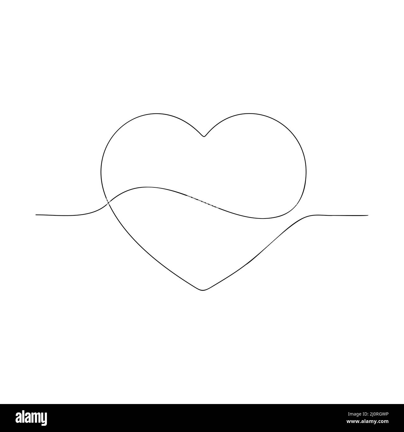 Symbol für kontinuierliche Herzlinie. Liebe Umriss Symbol. Vektor auf