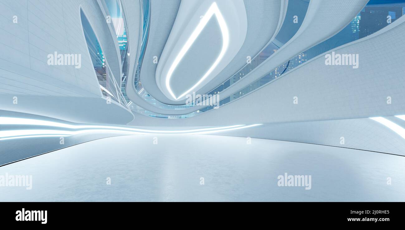 Futuristisches, stromlinides Raumdesign Stockfoto