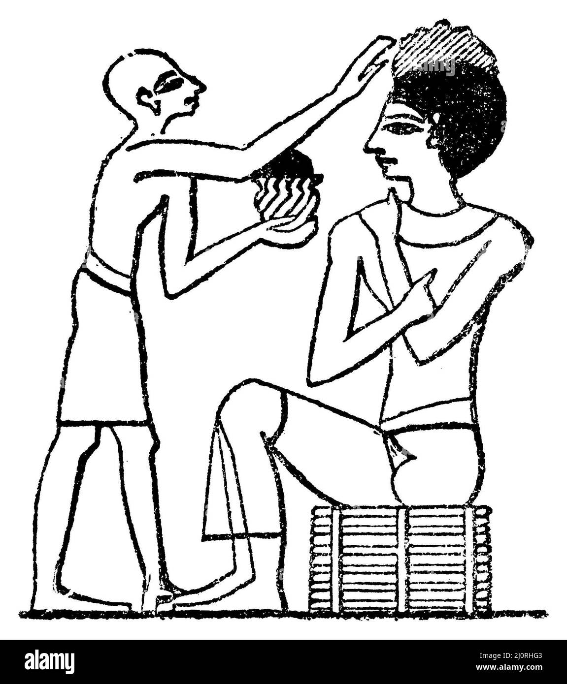 Diener salbt einen Gast. Nach Wilkinson, , (Religionsgeschichte Buch, 1885), Dienerin salbt einen Gast. Nach Wilkinson, Une servante oint un invité. D'après Wilkinson Stockfoto