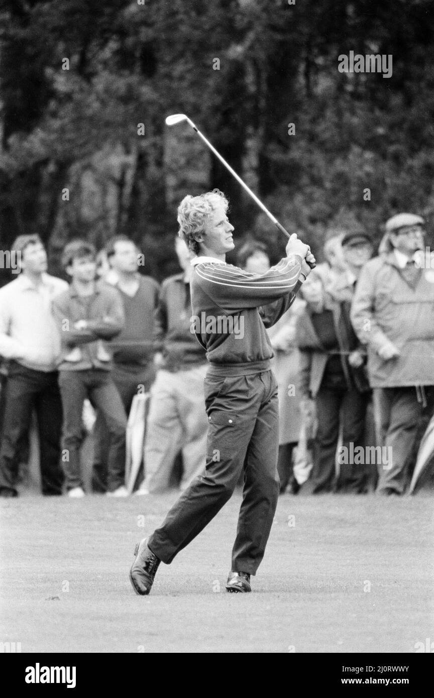 1983 Suntory World Match Play Championship in Wentworth, Freitag, 7.. Oktober 1983. Bernhard Langer Stockfoto