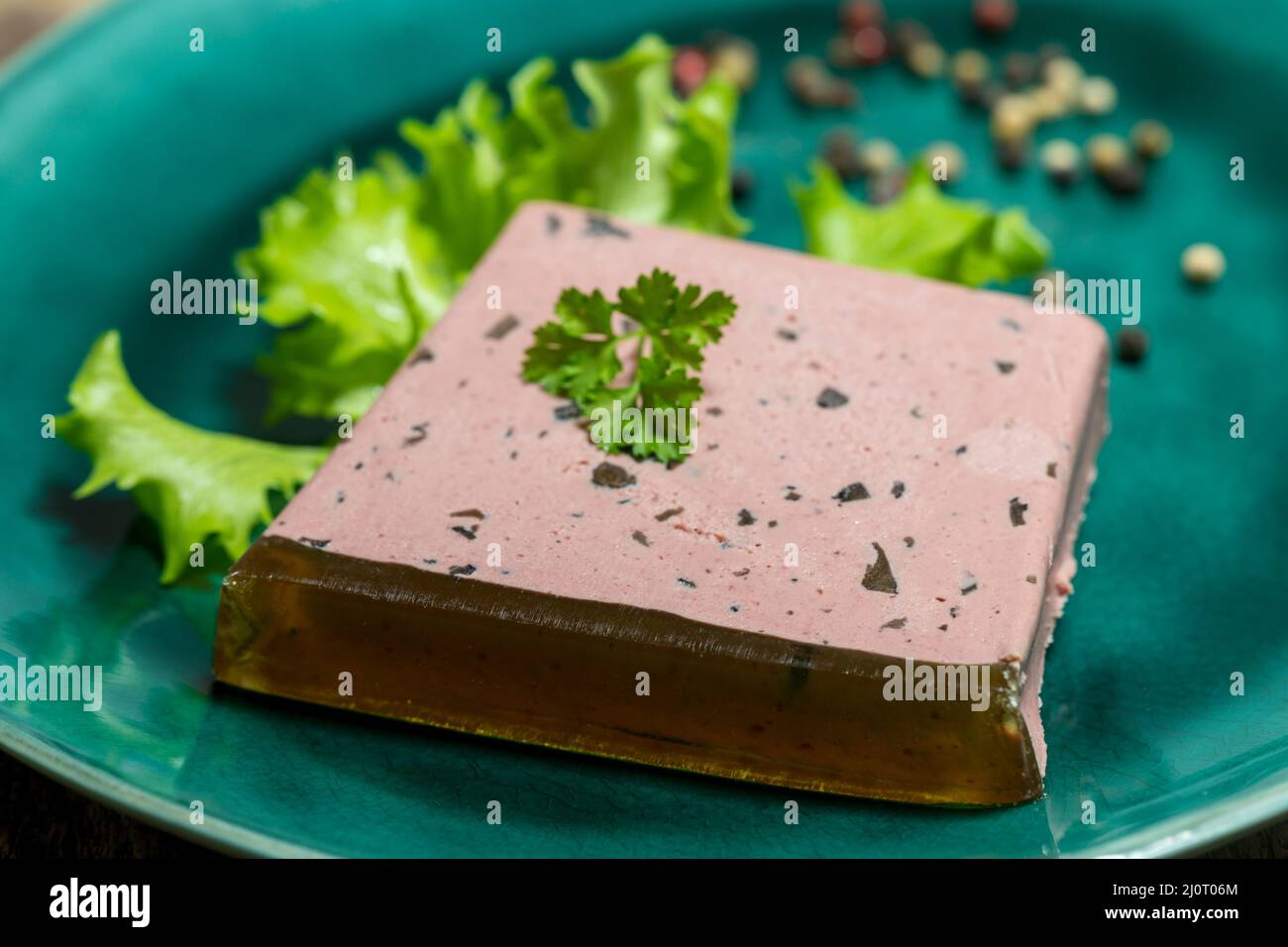 Hausgemachte Terrine auf einem Teller Stockfoto