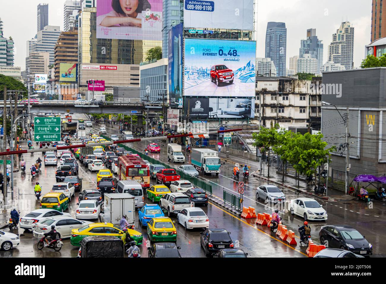 Rush Hour starker Verkehr in der Metropole Bangkok Thailand. Stockfoto