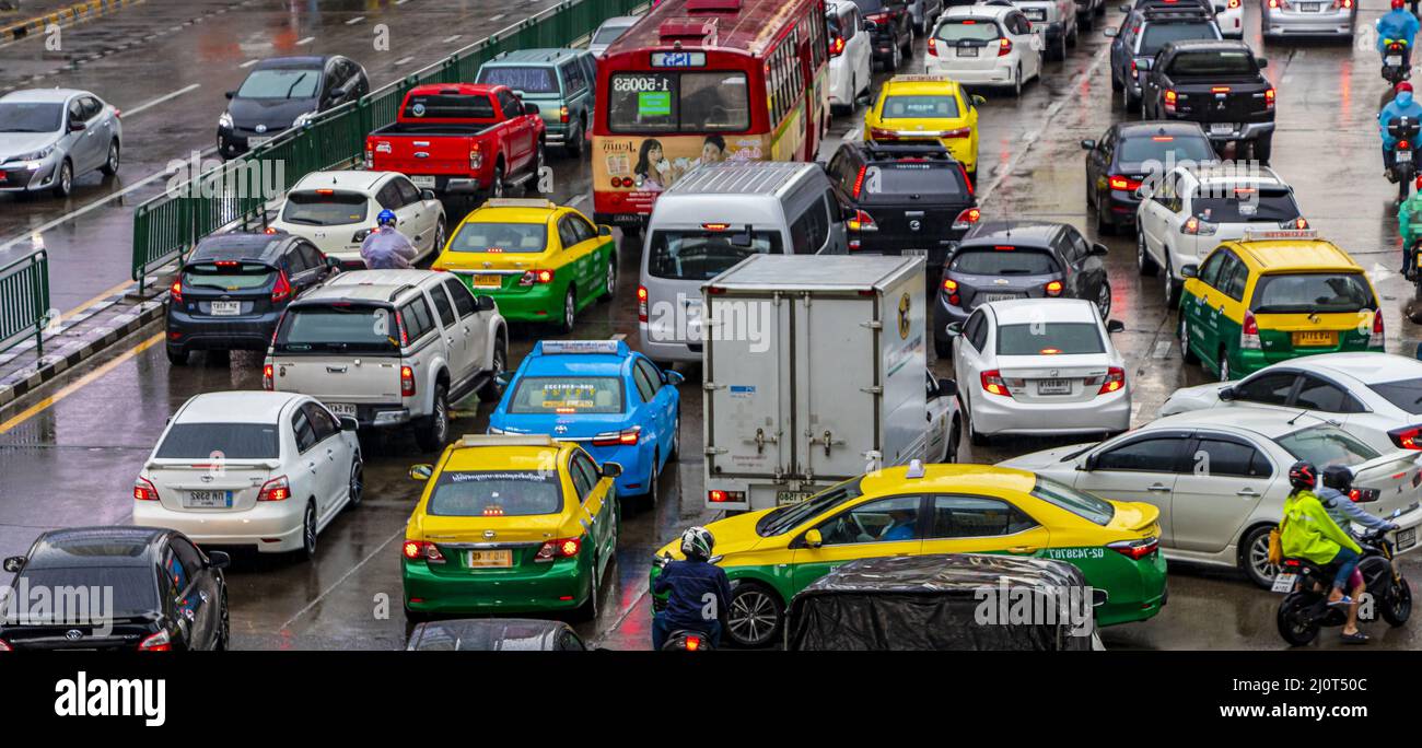 Rush Hour großer Stau im geschäftigen Bangkok Thailand. Stockfoto
