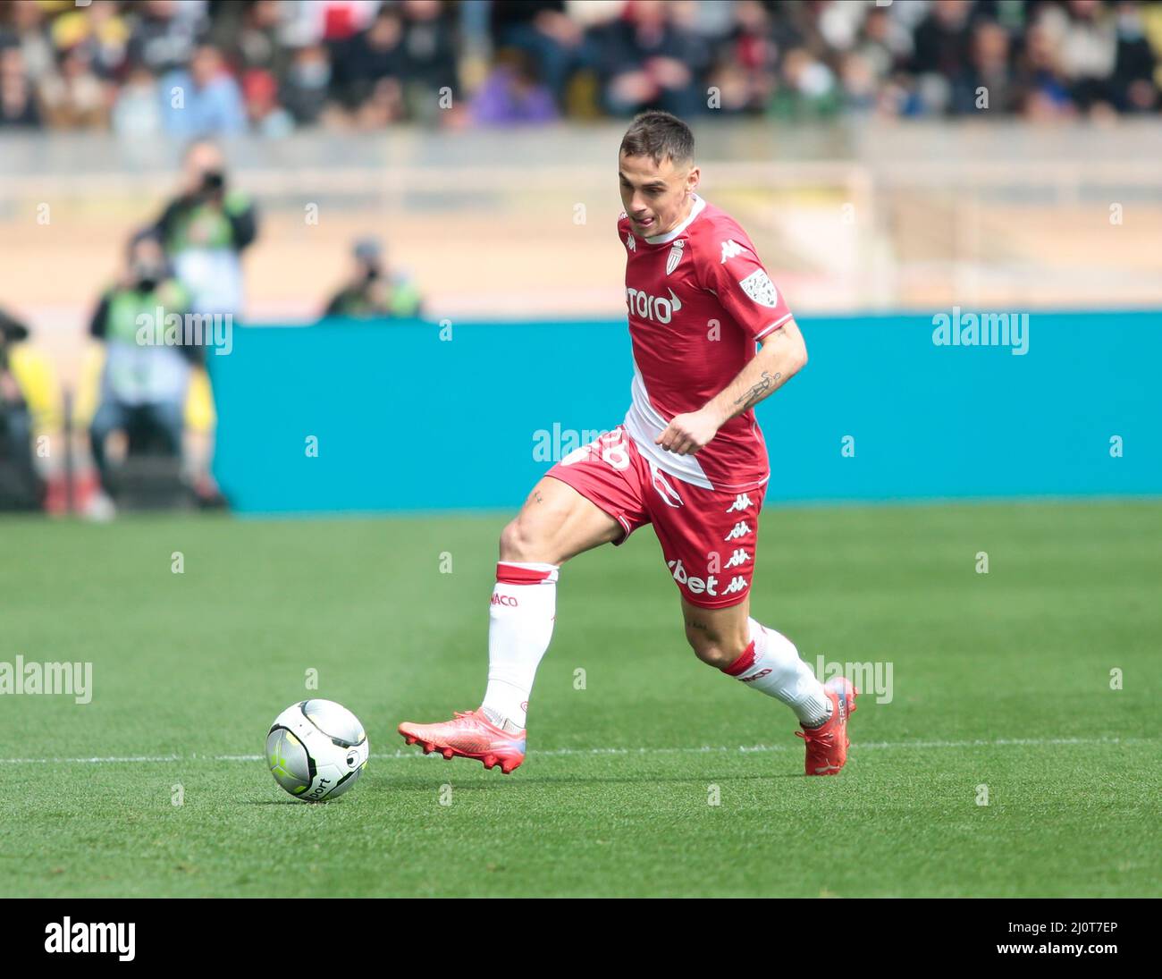 Ruben Aguilar von AS Monaco während des französischen Ligue-1-Fußballspiels zwischen AS Monaco und Paris Saint-Germain am 20. März 2022 im Louis II-Stadion in Monaco Stockfoto