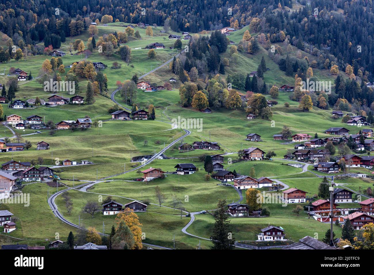 Die alpine Region der Schweiz. Grindelwald. Wengernalpbahn Stockfoto