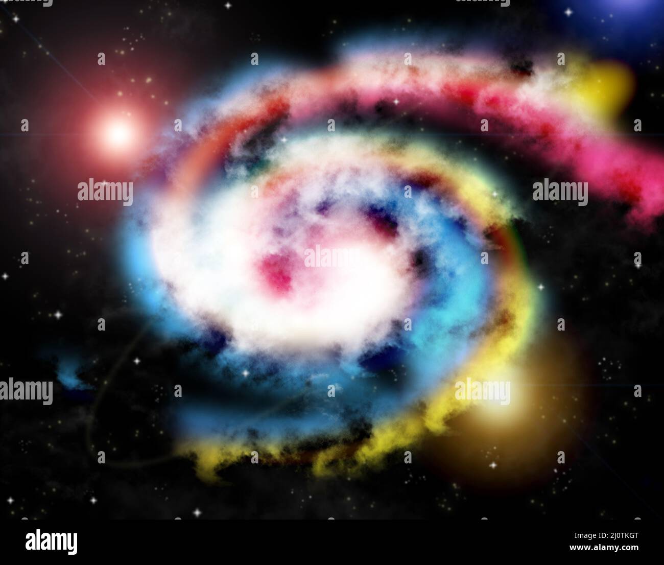 Abstrakter Hintergrund mit Galaxie und hellen Sternen, Gasbildung. Abbildung am Himmel Stockfoto