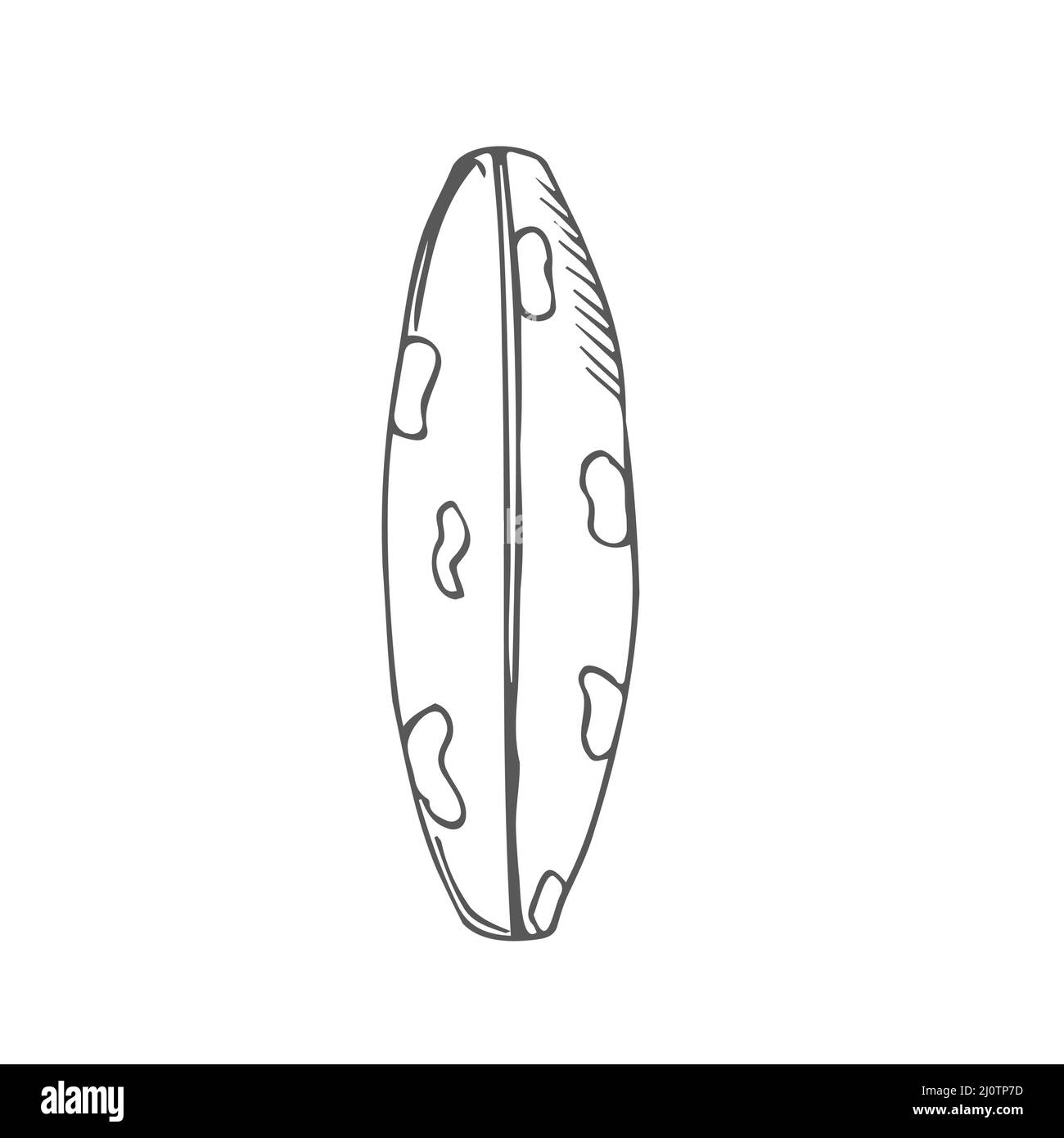 Surfboard Doodle Linie Kunst Illustration. Isolierter Vektor. Reisekonzept Stock Vektor