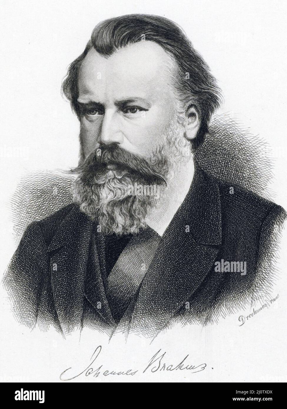 Porträt des deutschen Komponisten Johannes Brahms (*7. Mai 1833 in Hamburg; gestorben 3. April 1897 in Wien) Datum 1882 Stockfoto