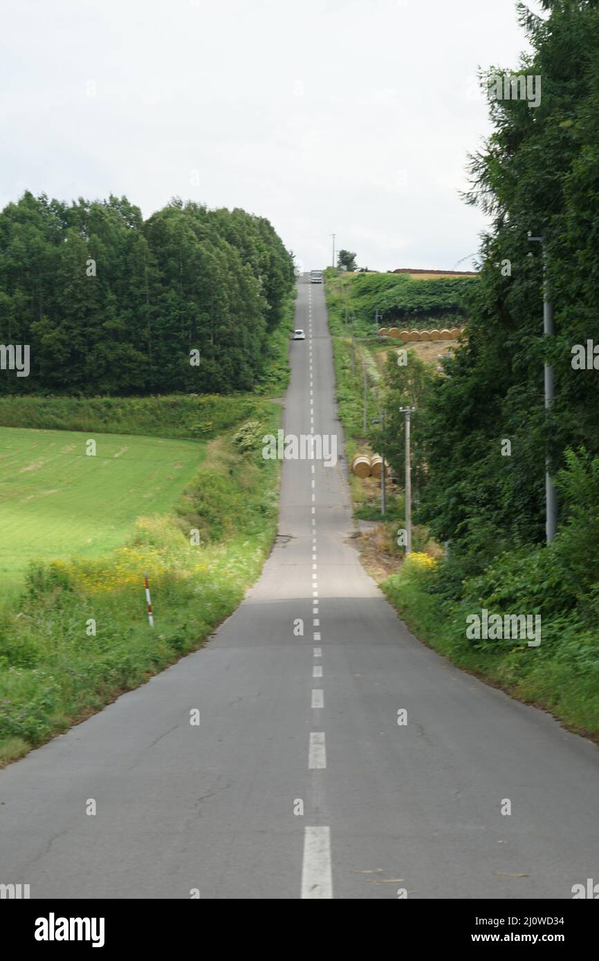 Hokkaido lange Straße und Natur Stockfoto