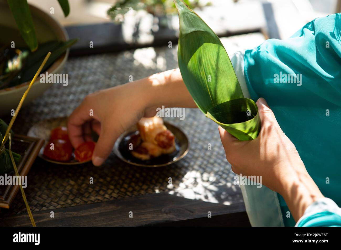 Vorbereitung von Lebensmittelmaterialien von Zongzi Stockfoto