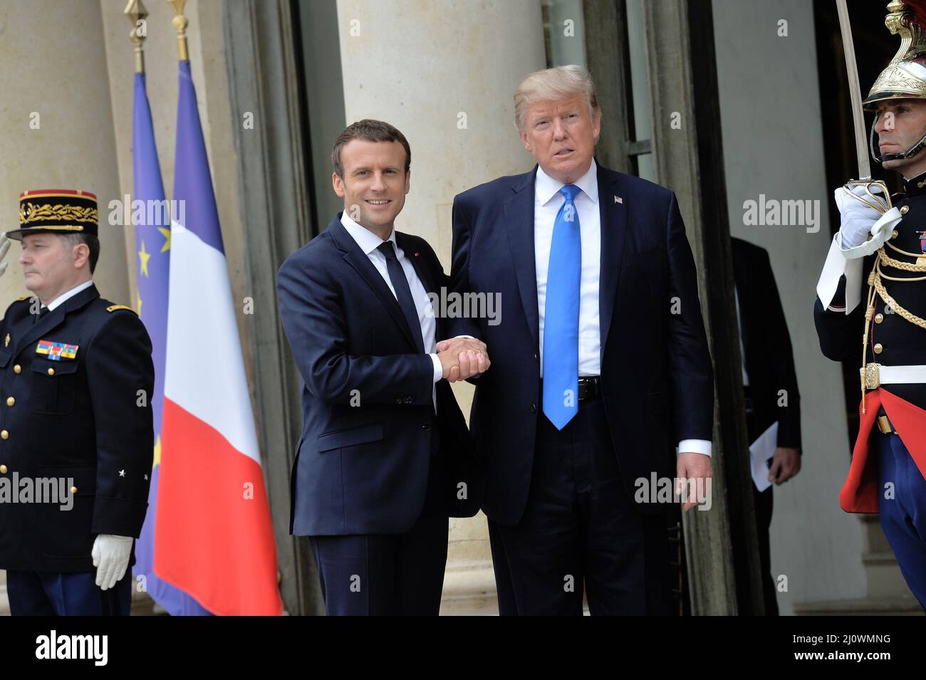 US-Präsident Donald Trump und der französische Präsident Emmanuel Macron Stockfoto