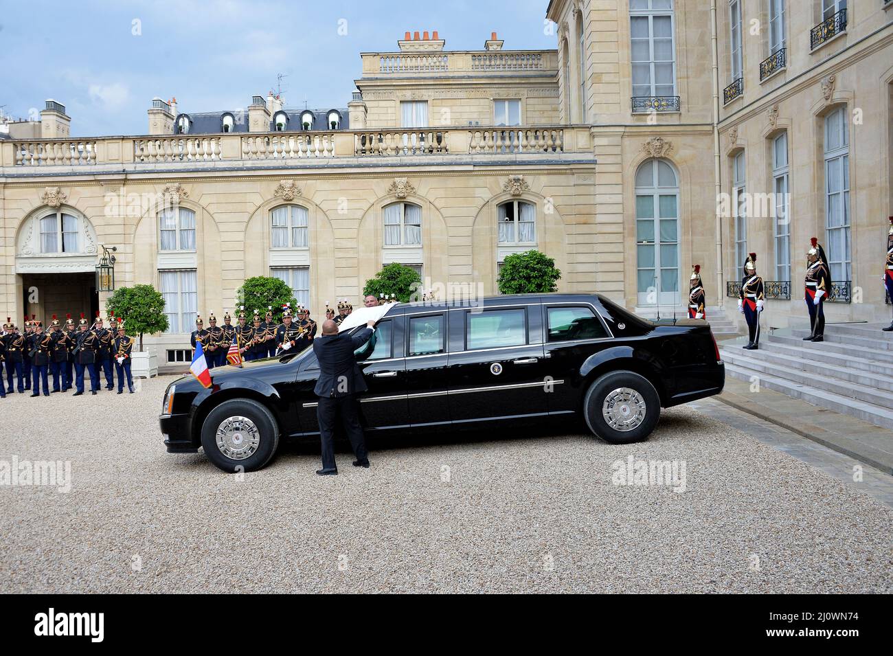 US-Präsident Donald Trump und der französische Präsident Emmanuel Macron Stockfoto