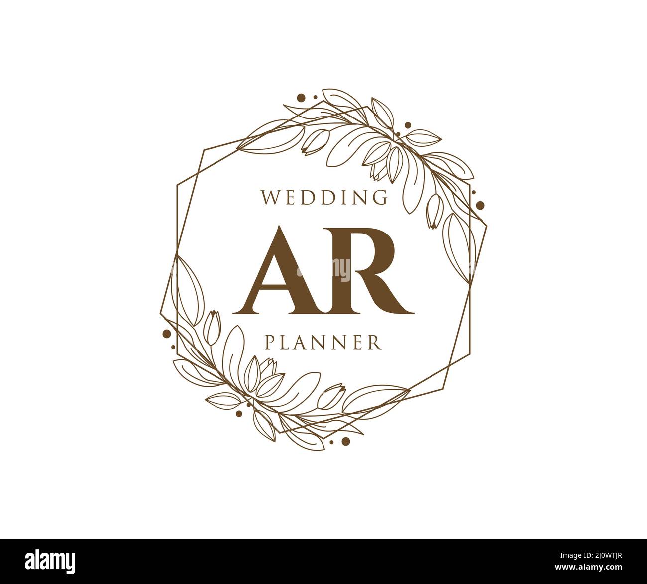 AR Initials Letter Hochzeit Monogram Logos Kollektion, handgezeichnete moderne minimalistische und florale Vorlagen für Einladungskarten, Save the Date, elegant Stock Vektor