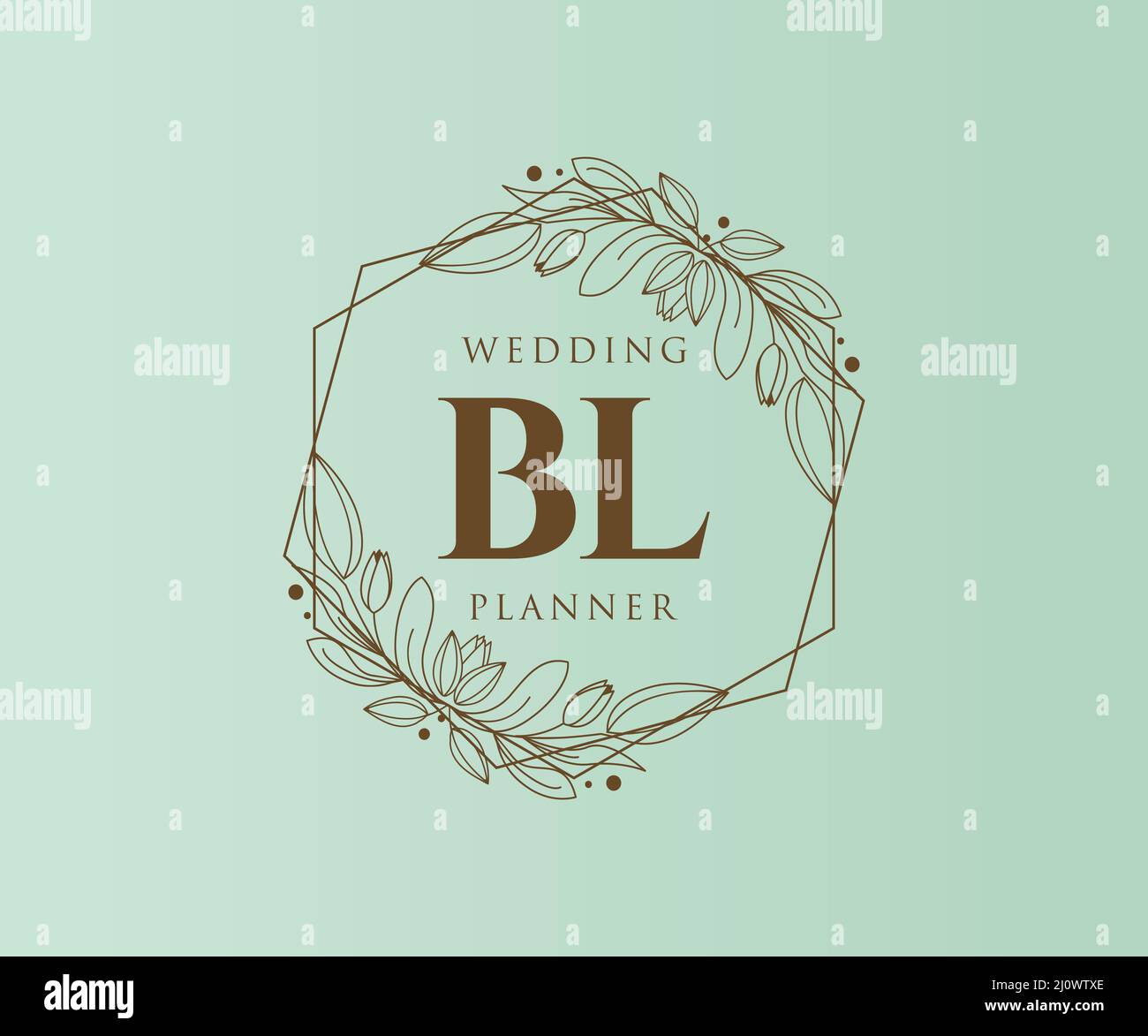 BL Initials Letter Hochzeit Monogram Logos Kollektion, handgezeichnete moderne minimalistische und florale Vorlagen für Einladungskarten, Save the Date, elegant Stock Vektor