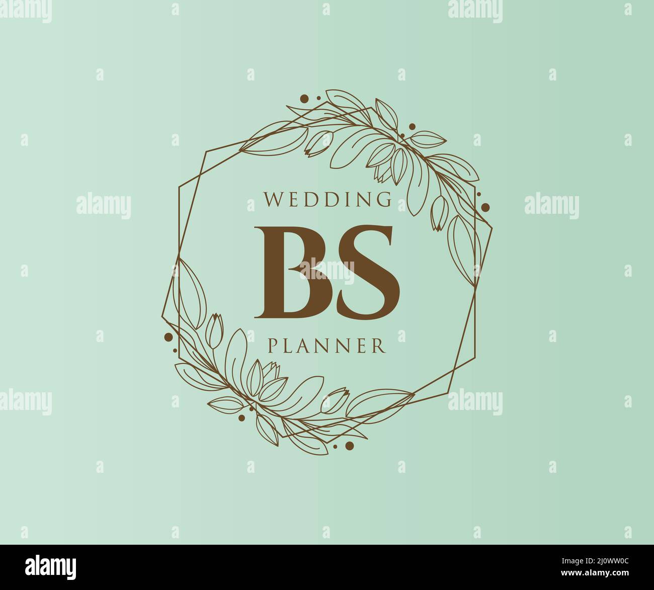 BS Initials Letter Hochzeit Monogram Logos Kollektion, handgezeichnete moderne minimalistische und florale Vorlagen für Einladungskarten, Save the Date, elegant Stock Vektor