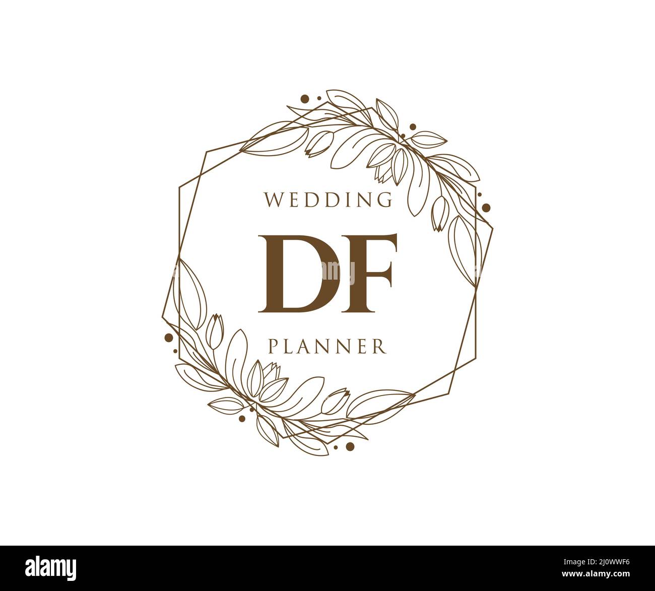 DF Initials Letter Hochzeit Monogram Logos Kollektion, handgezeichnete moderne minimalistische und florale Vorlagen für Einladungskarten, Save the Date, elegant Stock Vektor