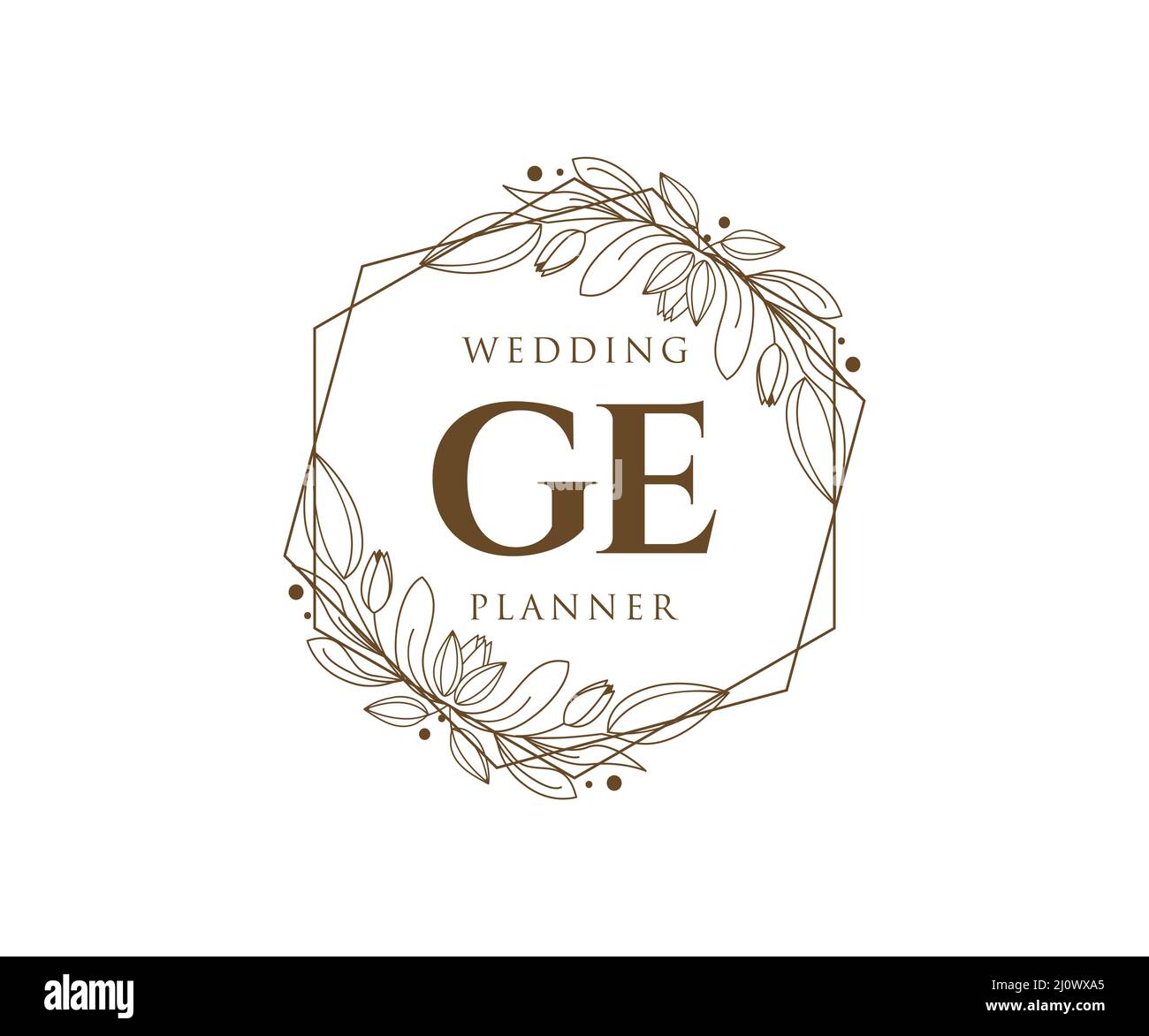 GE Initials Letter Wedding Monogram Logos Kollektion, handgezeichnete moderne minimalistische und florale Vorlagen für Einladungskarten, Save the Date, elegant Stock Vektor