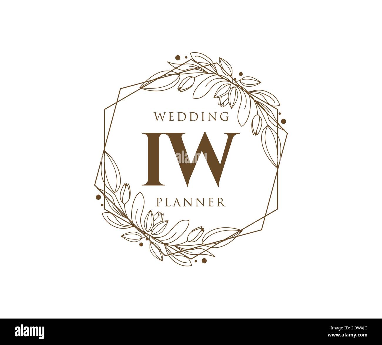 IW Initials Letter Hochzeit Monogram Logos Kollektion, handgezeichnete moderne minimalistische und florale Vorlagen für Einladungskarten, Save the Date, elegant Stock Vektor