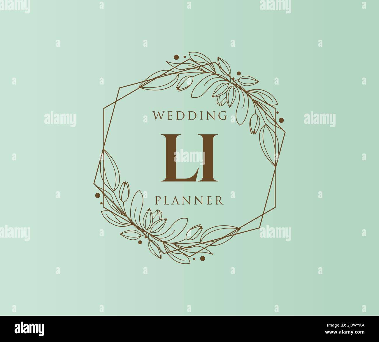 LI Initialen Brief Hochzeit Monogramm Logos Kollektion, handgezeichnete moderne minimalistische und florale Vorlagen für Einladungskarten, Save the Date, elegant Stock Vektor