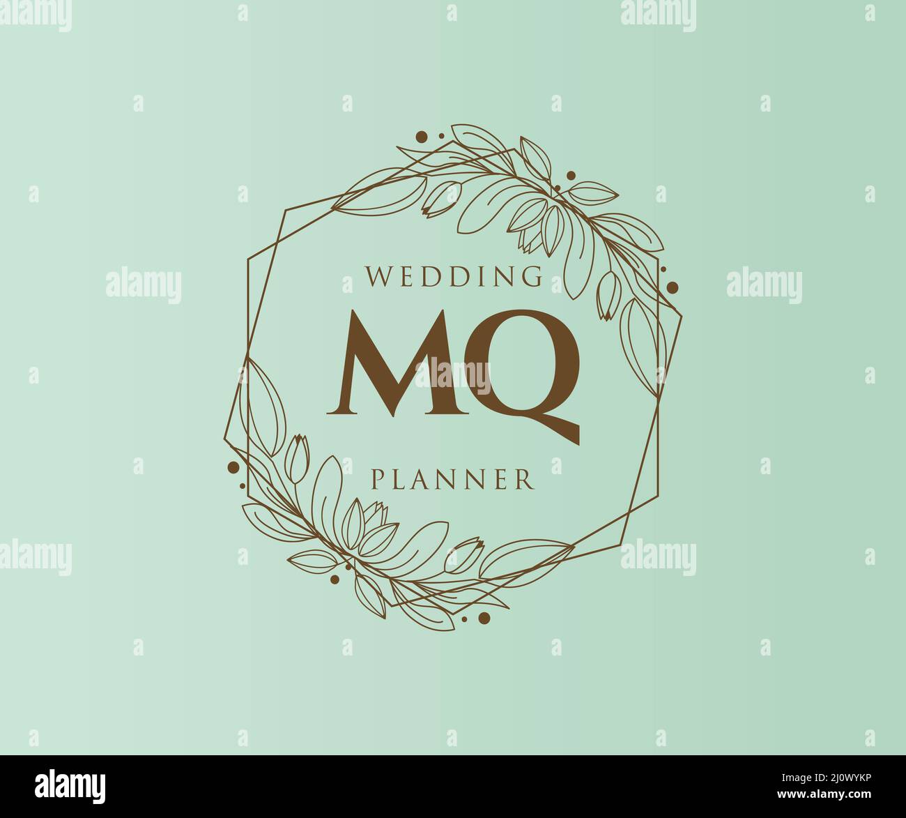 MQ Initials Letter Hochzeit Monogram Logos Kollektion, handgezeichnete moderne minimalistische und florale Vorlagen für Einladungskarten, Save the Date, elegant Stock Vektor