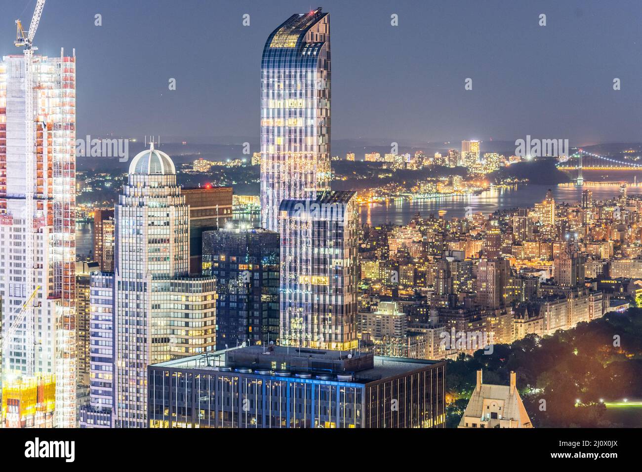 New York Manhattan Nachtansicht Stockfoto