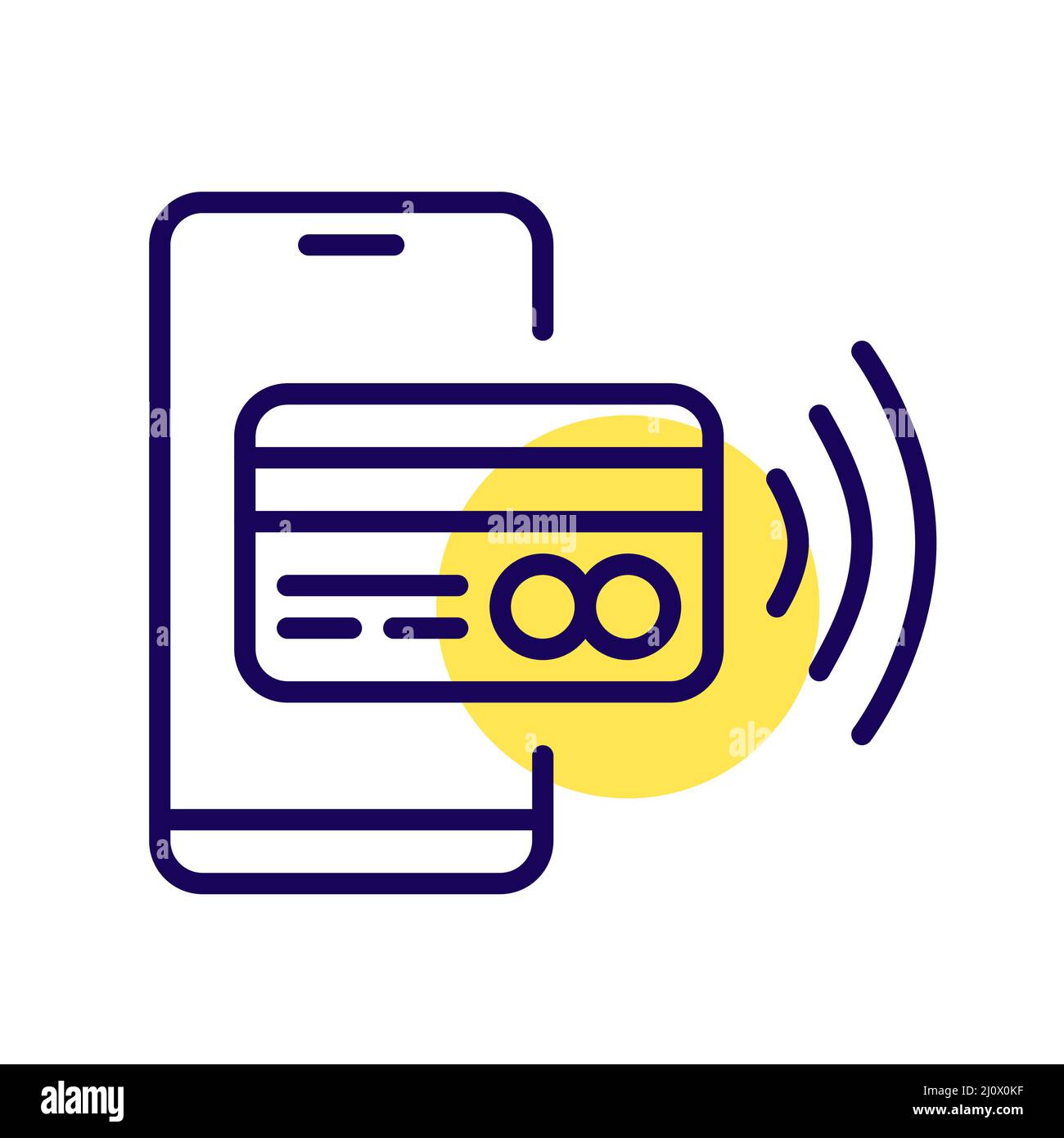 NFC kontaktlose Kreditkartenzahlung per Smartphone. Pixel Perfect, bearbeitbares Kontursymbol Stock Vektor