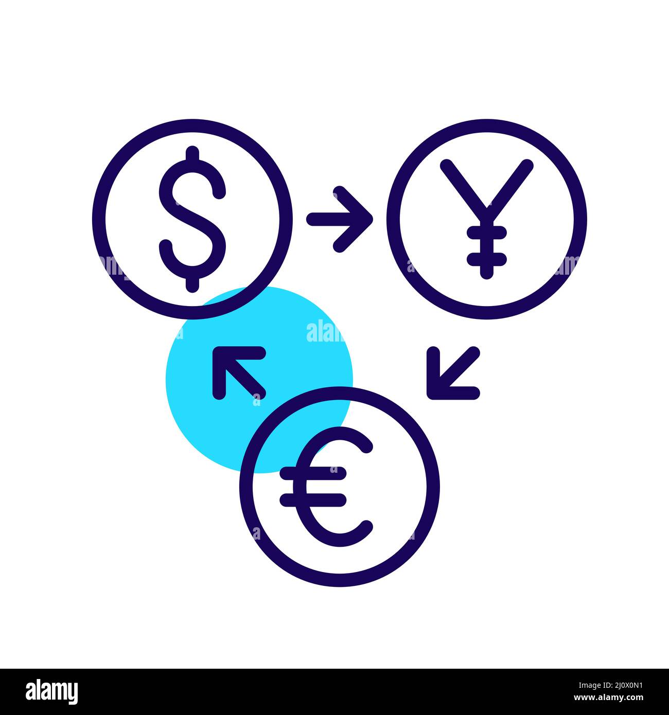 Währungsumrechnung. Globale Unternehmen und Wirtschaft. Pixel Perfect, bearbeitbares Kontursymbol Stock Vektor