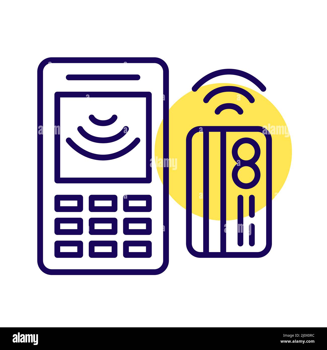 Kontaktlose NFC-Zahlung mit einem CAD-Guthaben. Pixel Perfect, bearbeitbares Kontursymbol Stock Vektor
