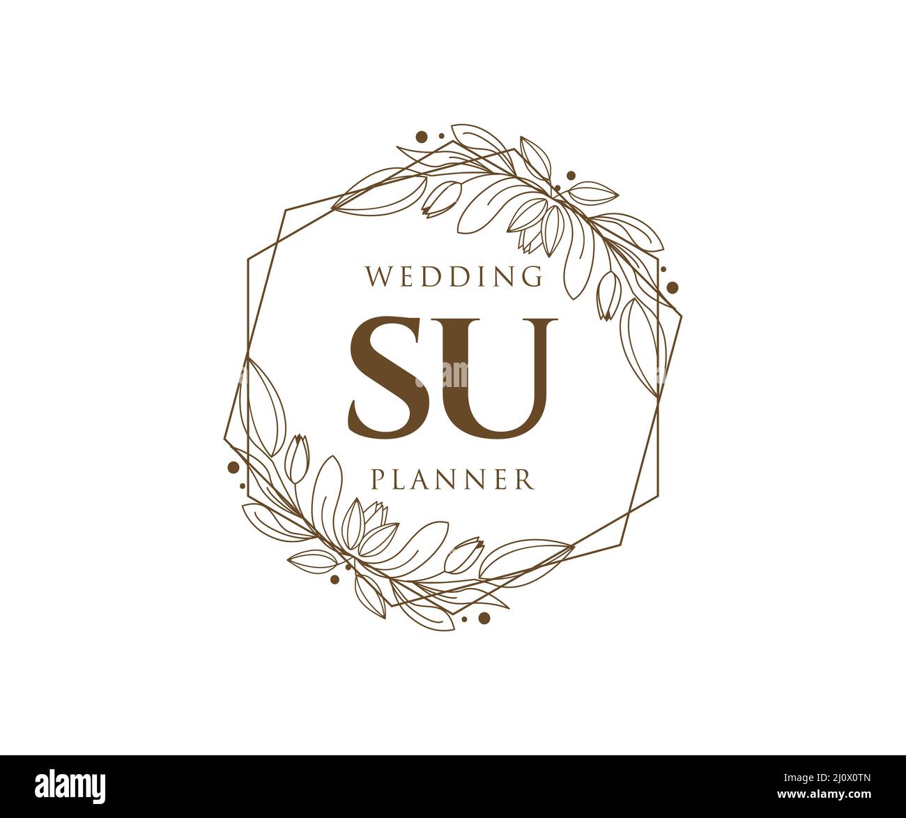 SU Initials Letter Hochzeit Monogram Logos Kollektion, handgezeichnete moderne minimalistische und florale Vorlagen für Einladungskarten, Save the Date, elegant Stock Vektor