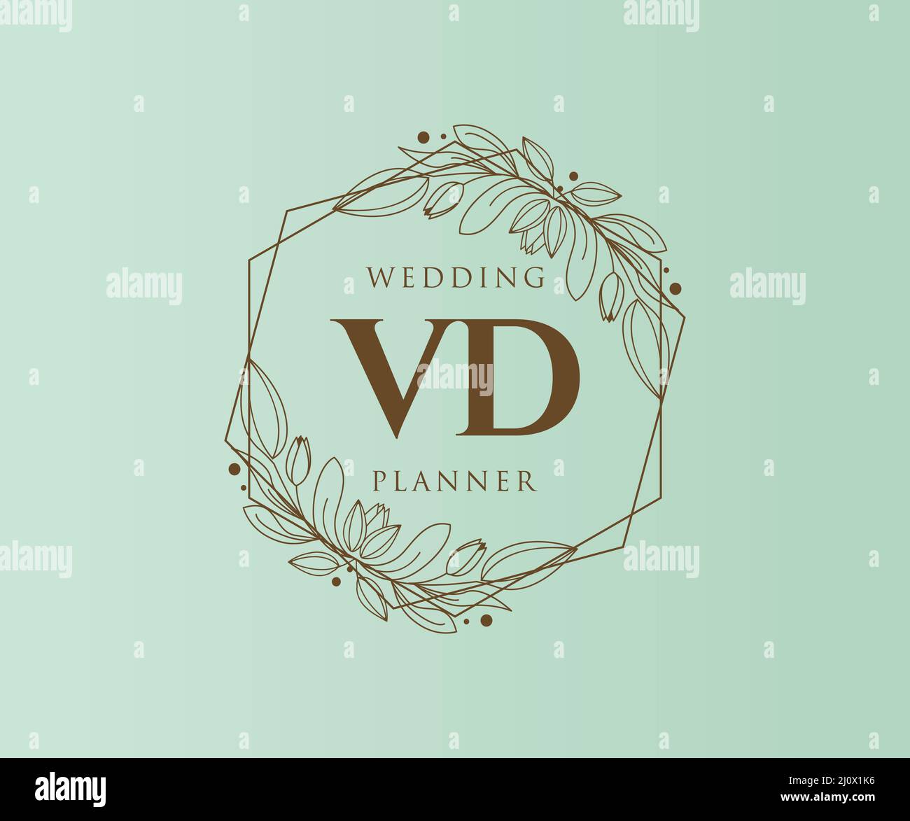 VD Initials Letter Hochzeit Monogram Logos Kollektion, handgezeichnete moderne minimalistische und florale Vorlagen für Einladungskarten, Save the Date, elegant Stock Vektor