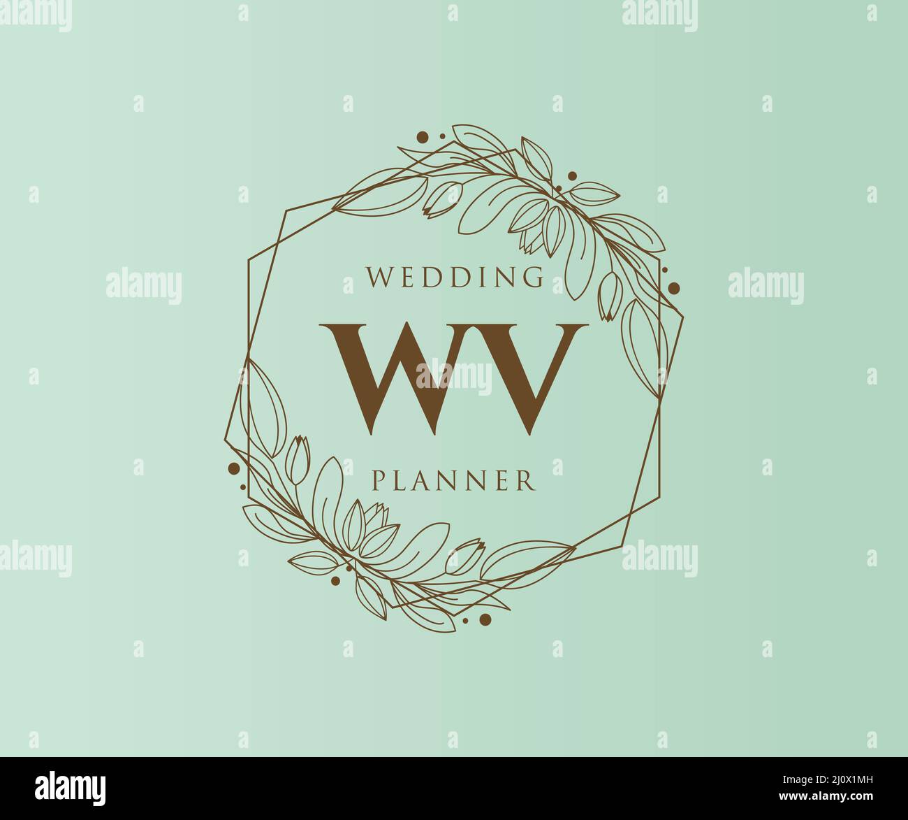 WV Initials Letter Hochzeitslogos-Kollektion, handgezeichnete moderne minimalistische und florale Vorlagen für Einladungskarten, Save the Date, elegant Stock Vektor