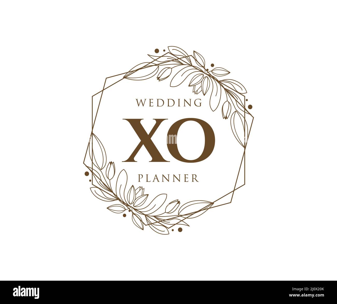 XO Initials Letter Hochzeit Monogram Logos Kollektion, handgezeichnete moderne minimalistische und florale Vorlagen für Einladungskarten, Save the Date, elegant Stock Vektor