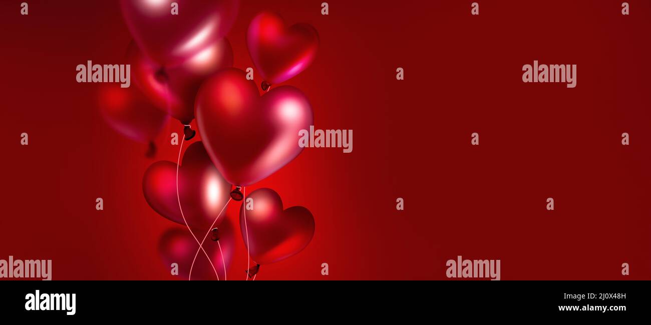 Leuchtend Rote Herzballons Stockfoto