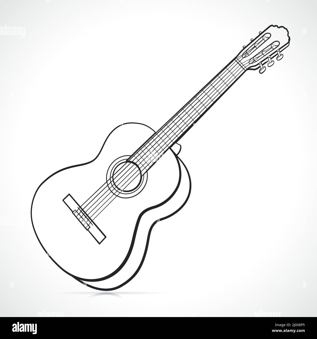 Akustische Gitarre schwarz-weiß isolierte Illustration Stock-Vektorgrafik -  Alamy
