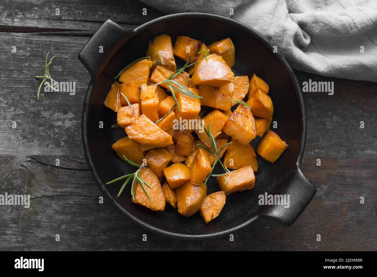 Ansicht von oben Süßkartoffelgericht Stockfoto