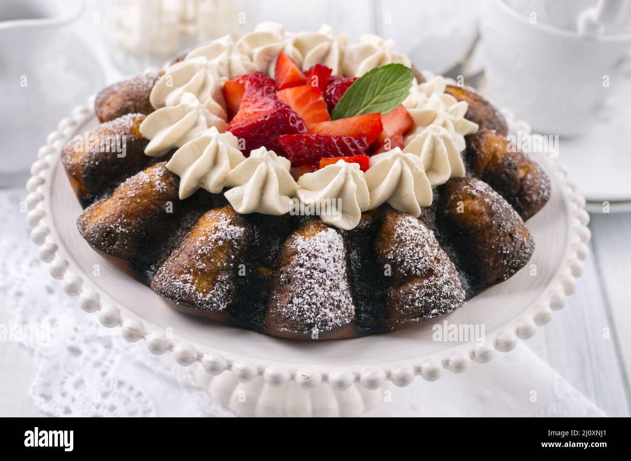 Erdbeerkuchen Stockfoto