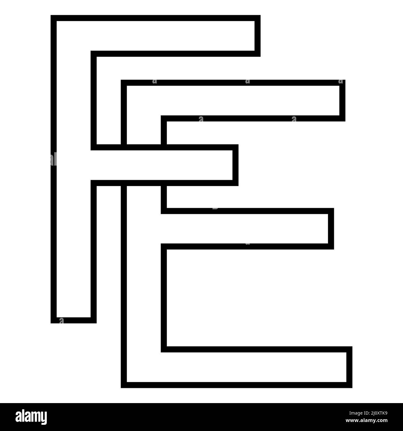 Logo-Zeichen, fe ef-Symbol nft fe Zeilensprungbuchstaben f e Stock Vektor