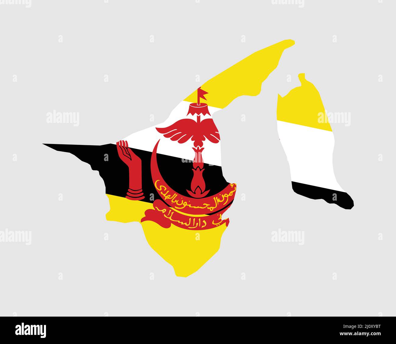 Brunei Karte Flagge. Karte von Brunei mit der Bruneischen Landesflagge. Vektorgrafik. Stock Vektor