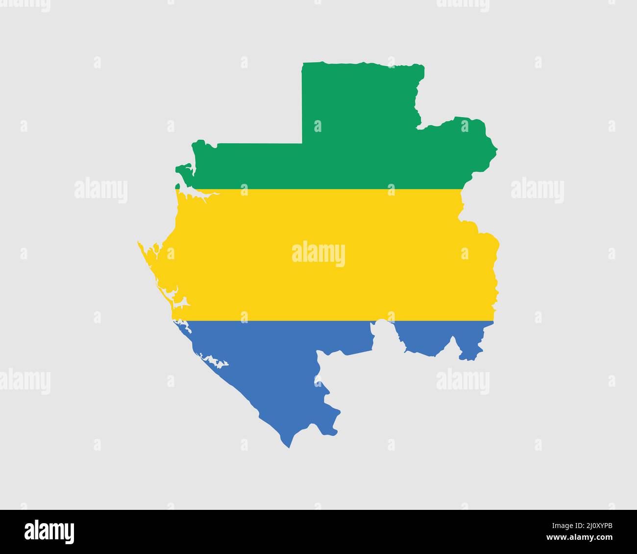 Gabun Karte Flagge. Gabunese Karte mit dem Gabonaise Land Banner. Vektorgrafik. Stock Vektor