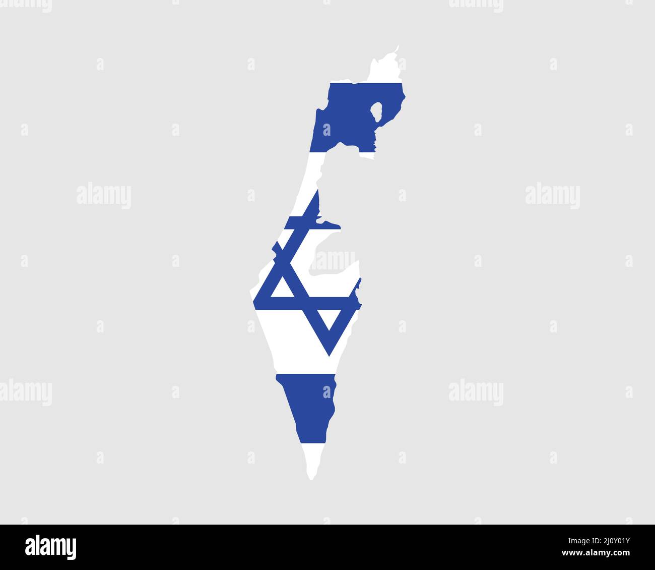 Israel Karte Flagge. Karte des Staates Israel mit dem israelischen Länderbanner. Vektorgrafik. Stock Vektor