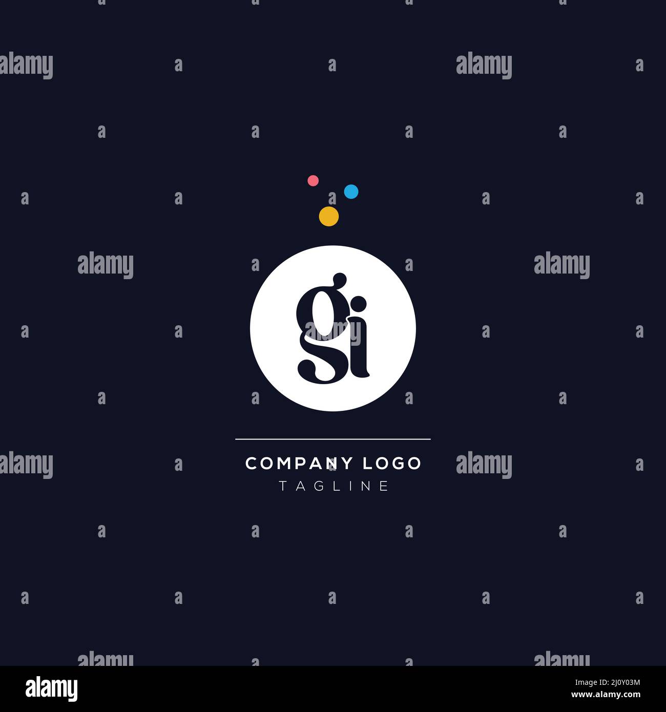 GI Buchstabe kreatives Monogramm Design mit Luftpolsterfolie. Vektor-Schriftzug Illustration eines bunten Alphabets mit Blasen. Stock Vektor