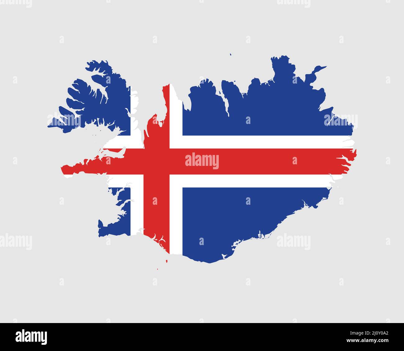 Island Karte Flagge. Karte von Island mit dem isländischen Länderbanner. Vektorgrafik. Stock Vektor